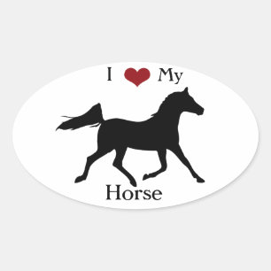 Ovalada Amo A Mi Pegatina De Oval De Caballo #2