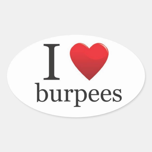Ovalada Amo al Pegatina Burpees (Anverso)