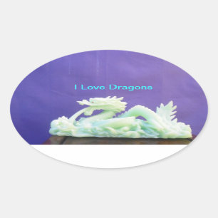 Ovalada Amo al pegatina de los dragones