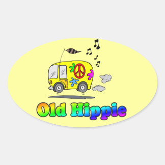 Ovalada Antiguo Pegatina de óvalo hippie