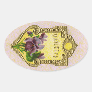 Ovalada Antiguo Pegatina Violet Perfume