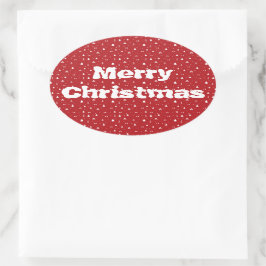 Ovalada Árboles y copos de nieve pegatina navideña