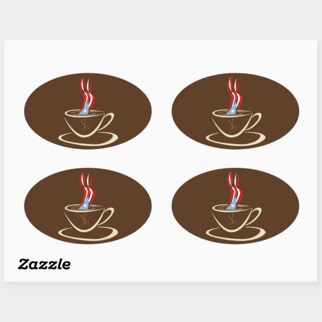 Ovalada Aroma un Pegatina de café de Puerto Rico Mug Coqui (Hoja)