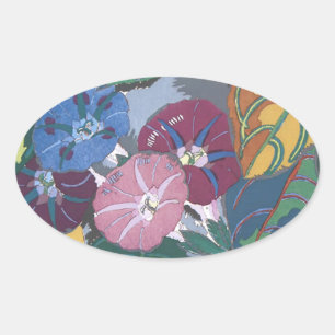 Ovalada Art Deco Petunias - Pegatina
