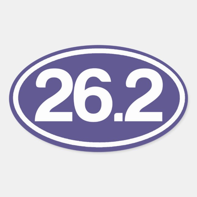 Ovalada Azul 26,2 Pegatina (Pegatina de maratón completo) (Anverso)