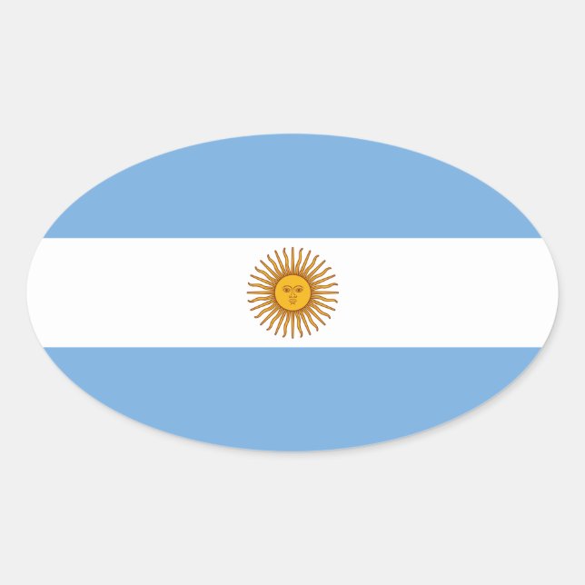 Ovalada Bandera de Argentina Pegatina (Oval) (Anverso)