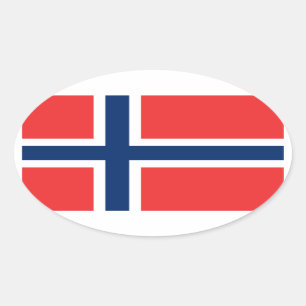 Ovalada Bandera del pegatina de Noruega (oval)