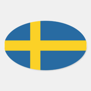 Ovalada Bandera del Pegatina de Suecia (Oval)