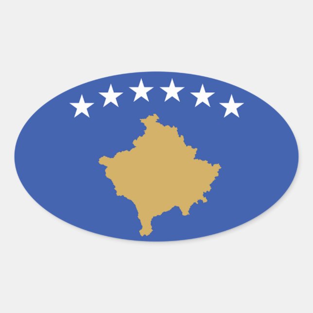 Ovalada Bandera del pegatina del óvalo de Kosovo (Anverso)