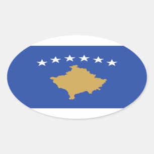 Ovalada Bandera del pegatina del óvalo de Kosovo