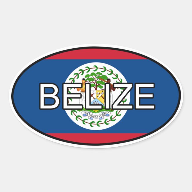 Ovalada Belize Euro Pegatina (Anverso)