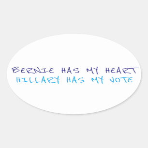 Ovalada Bernie tiene mi corazón, Hillary tiene mi pegatina