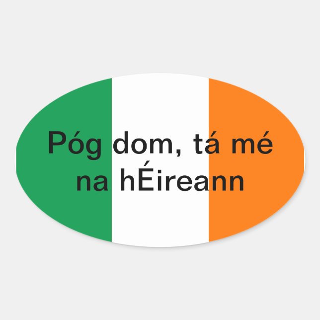 Ovalada Bésame, soy pegatina irlandés (Anverso)