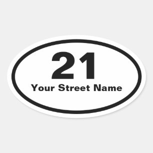 Ovalada Bin Number Street Name Oval Pegatina