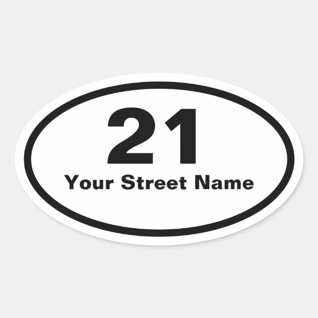Ovalada Bin Number Street Name Oval Pegatina (Anverso)