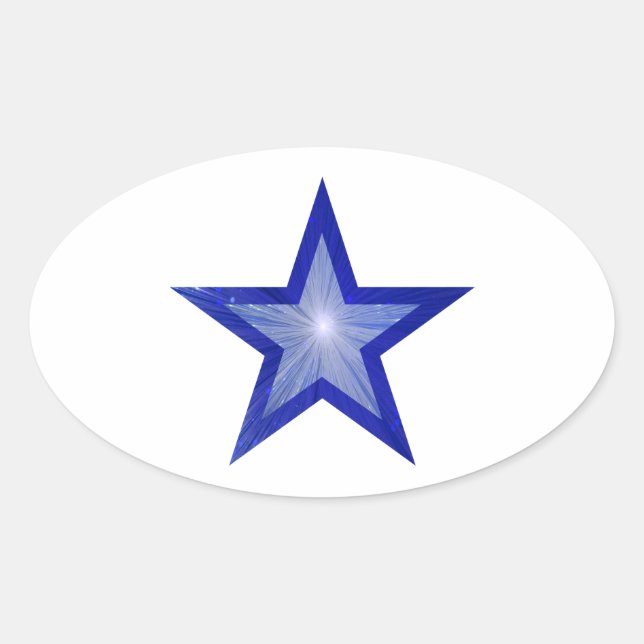 Ovalada Blanco oval del pegatina de la Estrella Azul oscur (Anverso)