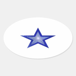 Ovalada Blanco oval del pegatina de la Estrella Azul oscur