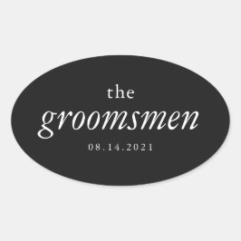 Ovalada Caligrafía moderna Groomsmen Boda Oval Pegatina