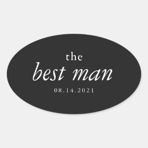 Ovalada Caligrafía moderna Mejor hombre Boda Pegatina Óval