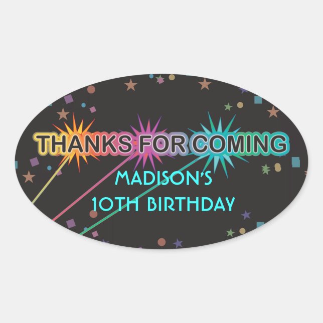 Ovalada Cartas Láser Gracias Pegatina (Anverso)