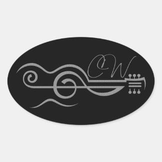 Ovalada Chris Woodward Treble Guitar Logo Pegatina
