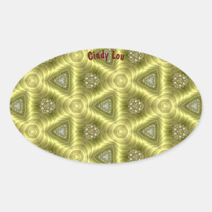 Ovalada CINDY LOU ~ GOLD BARS Kaleidoscope ~ Oval Pegatina