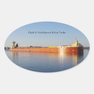 Ovalada Clyde S. VanEnkevort & Erie Trader pegatina