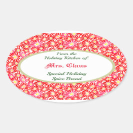 Ovalada Cocina de vacaciones de Poinsettia Baking Pegatina