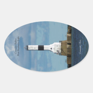 Ovalada Conneaut Harbour West Breakwater Light pegatina