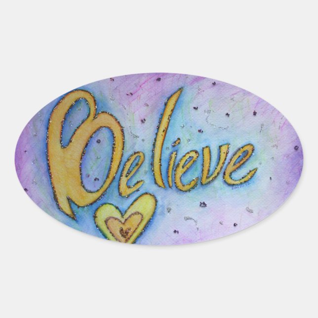 Ovalada Cree en las declaraciones del Pegatina Inspirador  (Anverso)