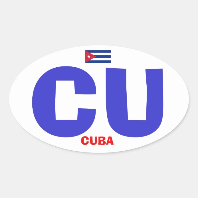 Ovalada Cuba* CU Pegatina de Oval de estilo europeo (Anverso)