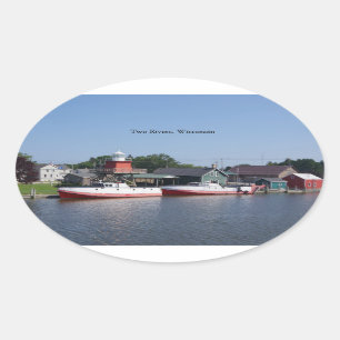 Ovalada Dos ríos, pegatina de Wisconsin
