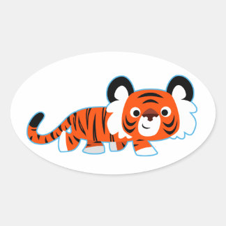 Ovalada El tigre Personalizado lindo en el Pegatina Prowl