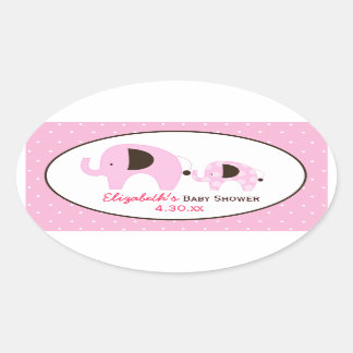 Ovalada Elefante de Dottie (rosa) Personalizado Pegatina d