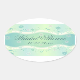 Ovalada Elegante Diseño Floral Oval Bridal Shower Pegatina