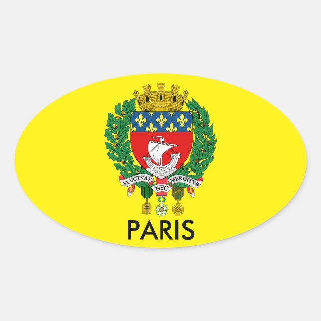 Ovalada Escudo de París Oval Pegatina (Anverso)
