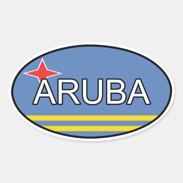Ovalada Euro Pegatina de Aruba (Anverso)