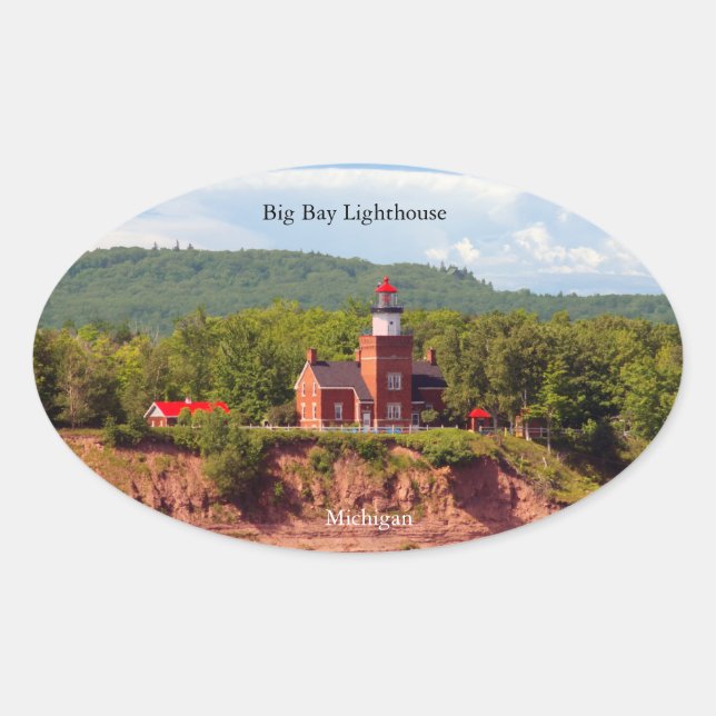 Ovalada Faro de Big Bay desde el pegatina del agua (Anverso)