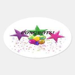 Ovalada Felicitaciones Pegatina rectangular