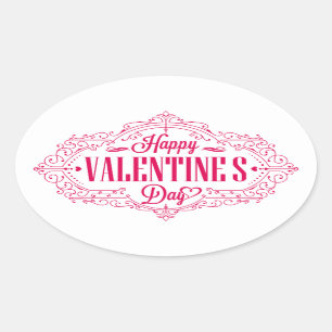 Ovalada Feliz Pegatina de San Valentín