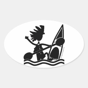 Ovalada Feliz Pegatina Paddle Kayak Oval