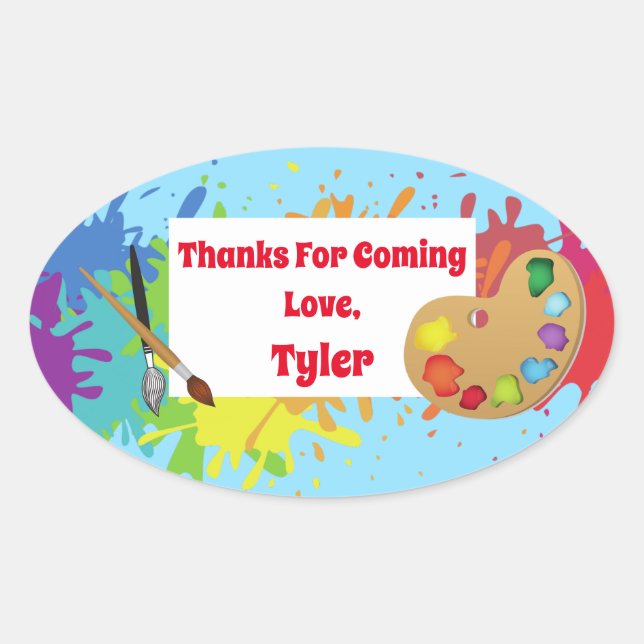 Ovalada Fiesta Artista Gracias Pegatina (Anverso)