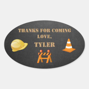 Ovalada Fiesta De Construcción Gracias Pegatina