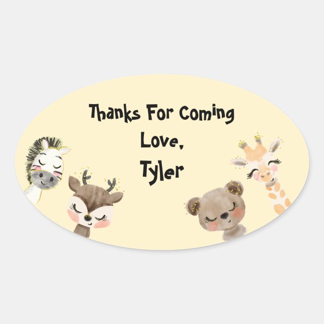 Ovalada Fiesta Safari Gracias Pegatina (Anverso)