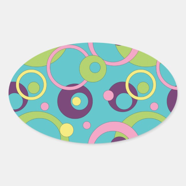 Ovalada Funky Blue Circles Pegatina (Anverso)