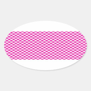 Ovalada Gingham rosa y Pegatina de fondo oval de flores