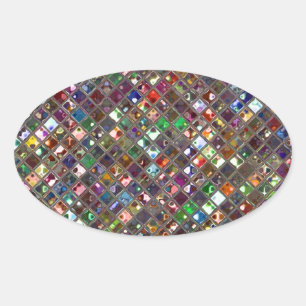 Ovalada Glitz Tiles pegatina de impresión multicolor oval