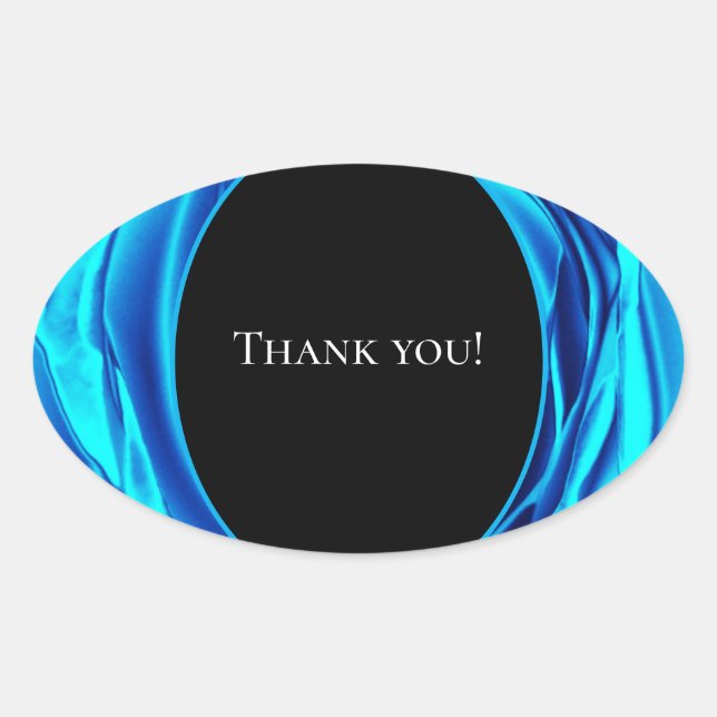 Ovalada Gracias Pegatina - Diseño de Rosa azul metálico (Anverso)