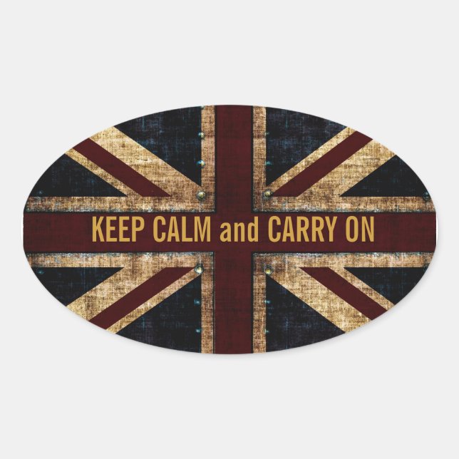 Ovalada grunge pegatina de bandera del Reino Unido (Anverso)