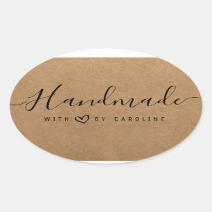 Ovalada guión bonito Pegatina de corazón de negocios hecho